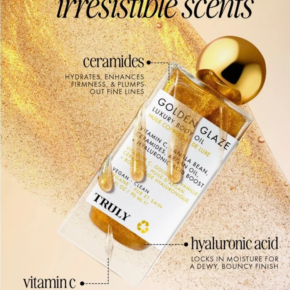 TRULY Golden Glaze Shimmering Body Oil Full Size 3.1oz / 90ml